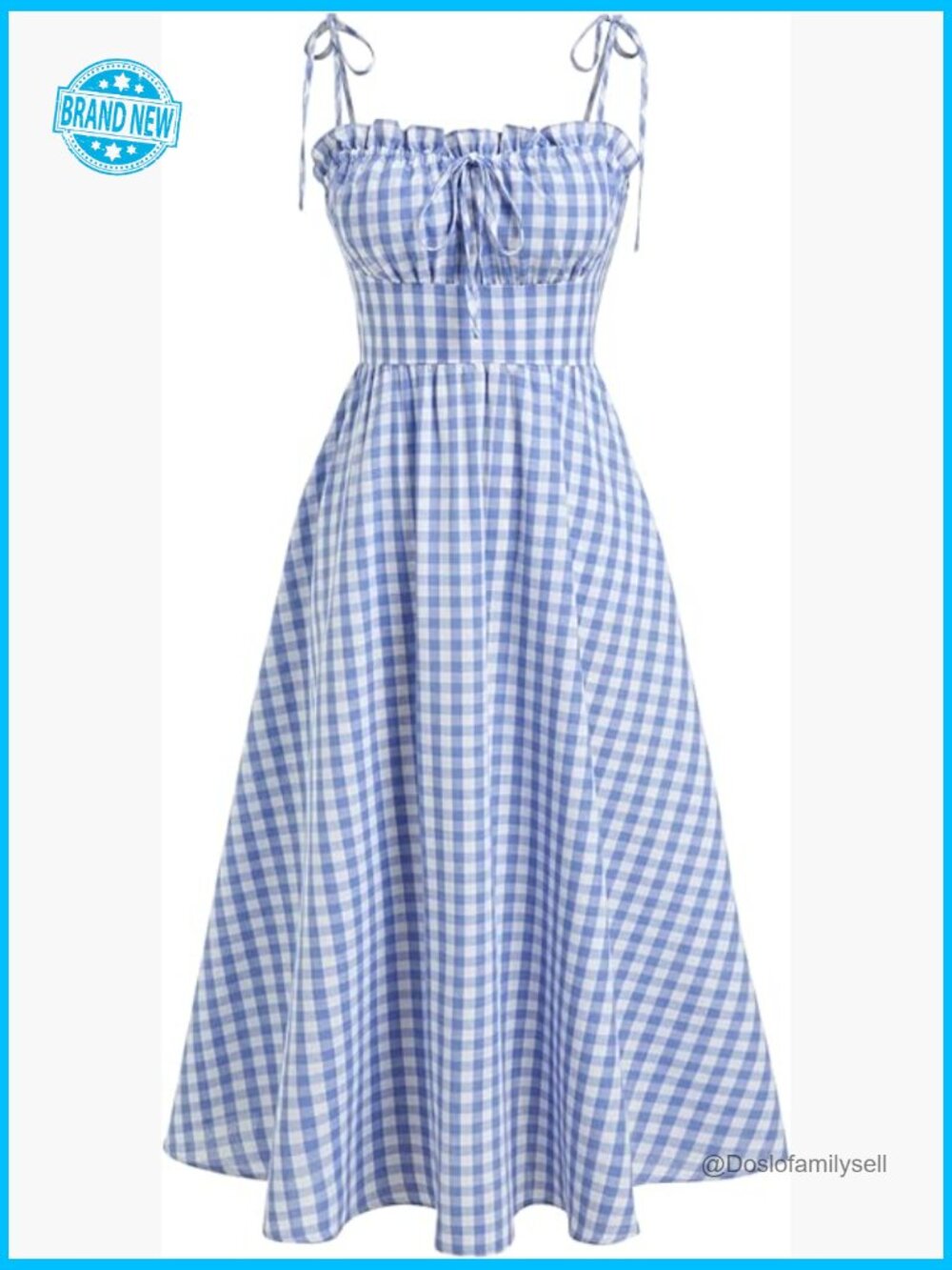 Gingham Maxi Dress with Bow Tie Square Neck Pockets Summer Vacation Outfit